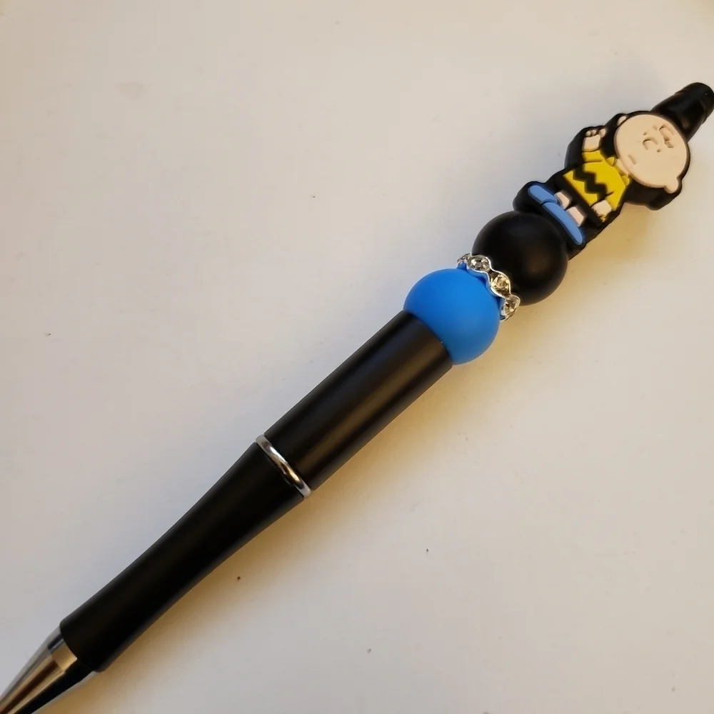 Handmade Charlie Brown Beaded Silicone Focal Bead Pen